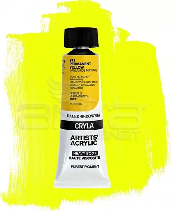 Daler Rowney Cryla Artist Akrilik Boya 75ml 671 Permanent Yellow Seri B - Image 1