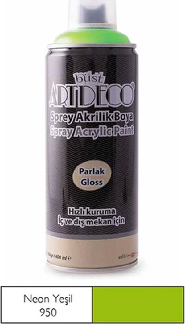 ARTDECO SPREY AKRİLİK BOYA 950 NEON YEŞİL 400ml (Y-400) - Image 1