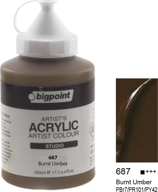 Bigpoint Akrilik Boya 500 ml Burnt Umber 687 - Image 1
