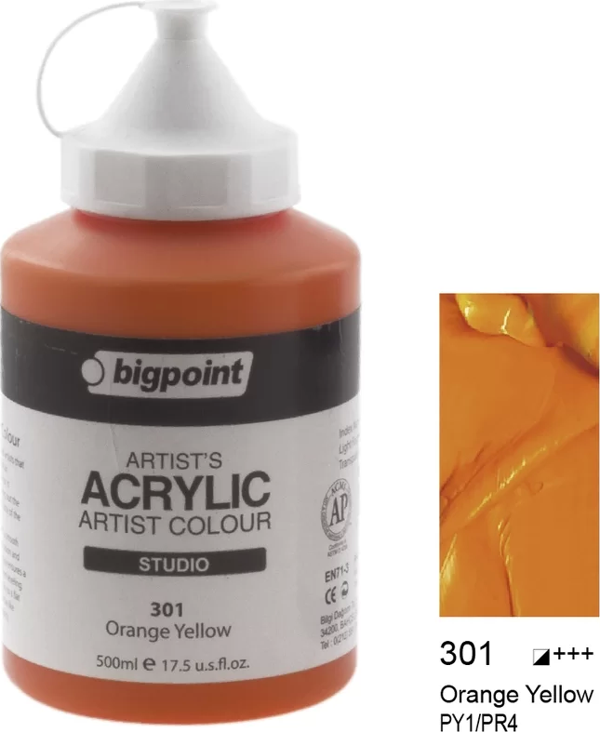 Bigpoint Akrilik Boya 500 ml Orange Yellow 301 - Image 1