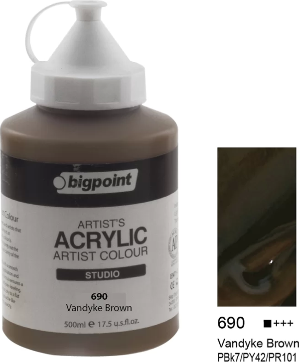 Bigpoint Akrilik Boya 500 ml Vandayke Brown 690 - Image 1