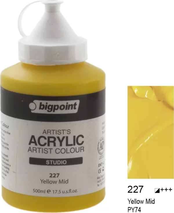 Bigpoint Akrilik Boya 500 ml Yellow Mid 227 - Image 1