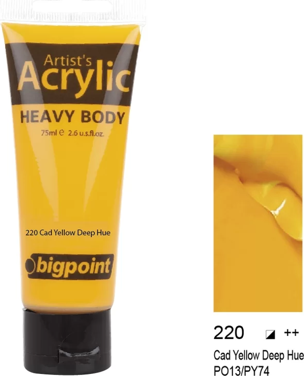 Bigpoint Akrilik Boya 75 ml Cad Yellow Deep Hue 220 - Image 1