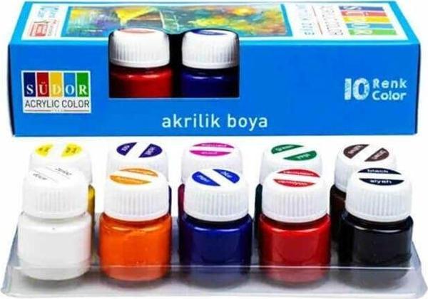 Südor Akrilik Boya Seti 15ml 10 Renk Şişe - Image 1