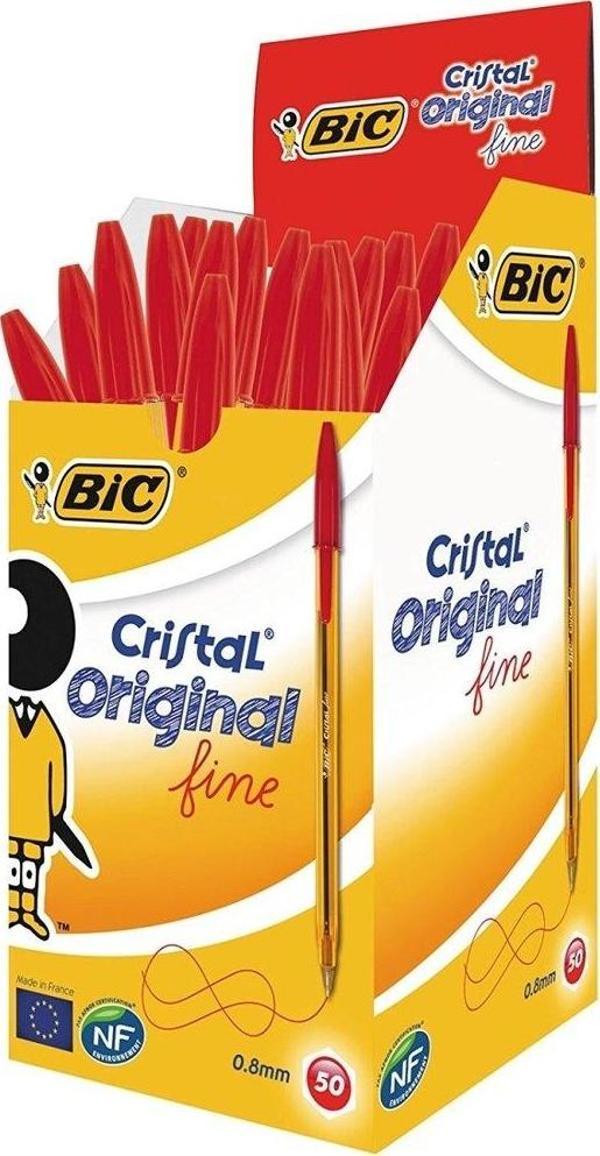 Bic Cristal Fine Kırmızı Tükenmez Kalem (50 li Paket) - Image 1