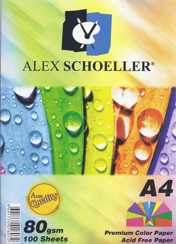 Alex Schoeller Renkli Çizgisiz Kağıt 10 Renk 100’lü Paket - Image 1