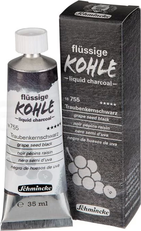 Schmincke Kohle Liquid Charcoal Sıvı Kömür 35ml Grape Seed Black - Image 1