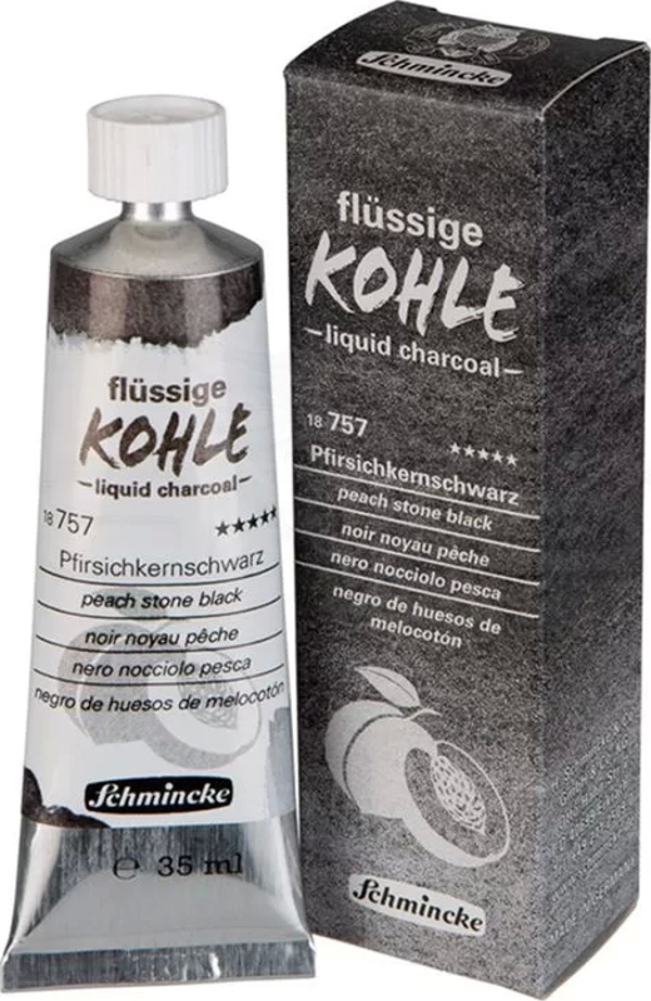 Schmincke Kohle Liquid Charcoal Sıvı Kömür 35ml Peach Stone Black - Image 1