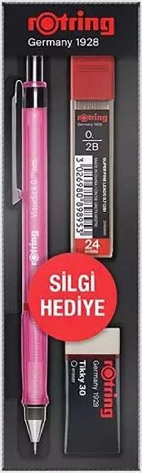 Rotring Visuclick Versatil+Min+Silgi 3’lü Okul Seti- 0.5 mm Pembe - Image 1