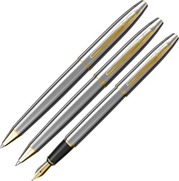 SCRİKSS 35 DOLAM KALEM+TÜKENMEZ KALEM+VERSATİL KALEM SETİ GOLD-KROM - Image 1