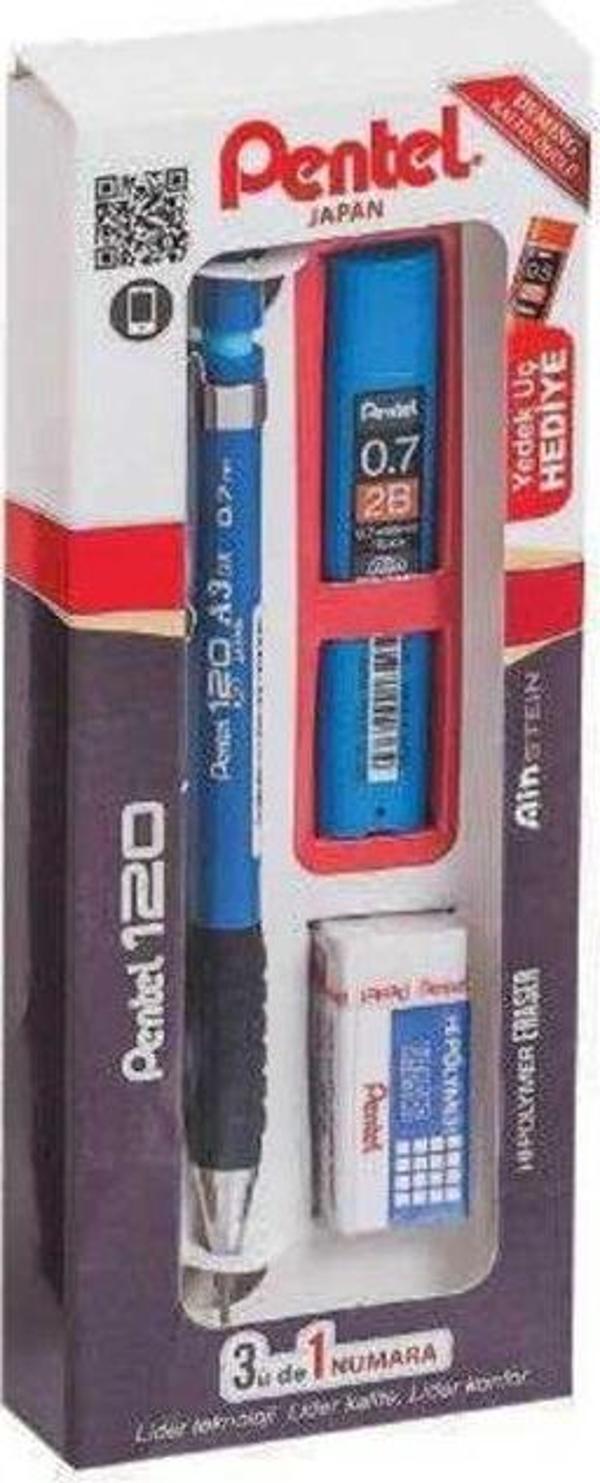 PENTEL A317 VERSATİL KALEM 07+UÇ+SİLGİ SETİ MAVİ - Image 1