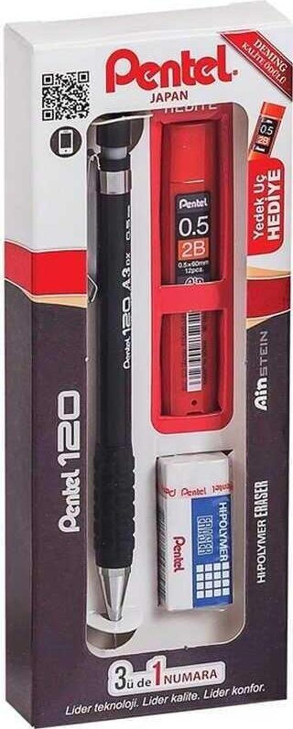 Pentel Versatil Kalem + Silgi + Min 3'lü Set 0.5 mm - Image 1