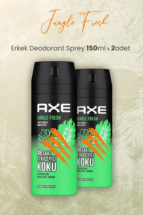Axe Jungle Fresh Erkek Deodorant Sprey 150 ml x 2 Adet - Image 1