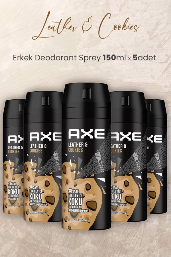 Axe Leather & Cookies Erkek Deodorant Sprey 150 ml x 5 Adet - Image 1