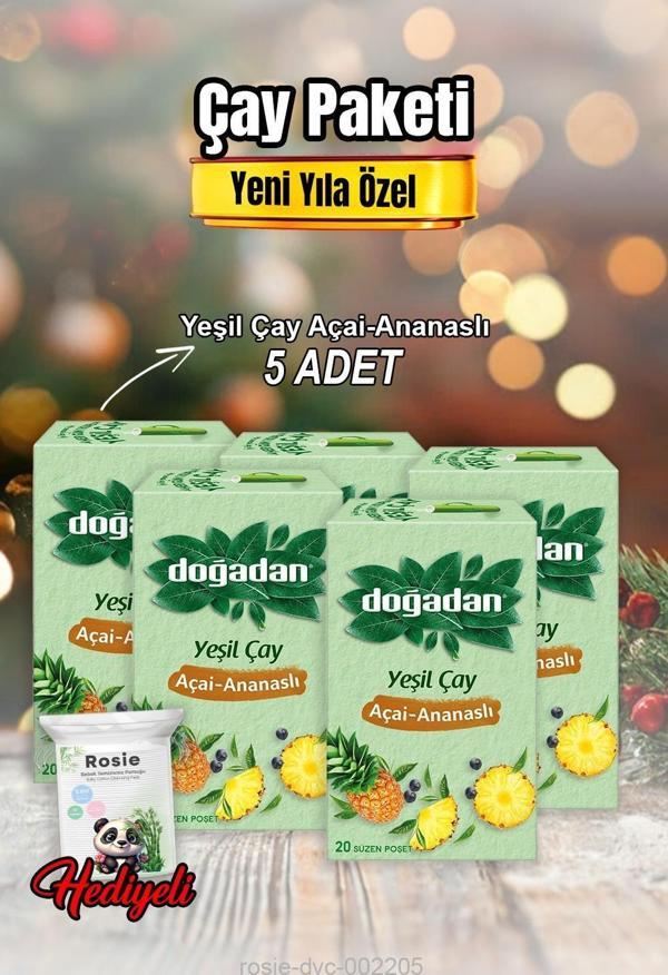Doğadan Yeşil Çay Açai Ananaslı Poşet Çay X 5 ve Rosıe Pamuk - Image 1