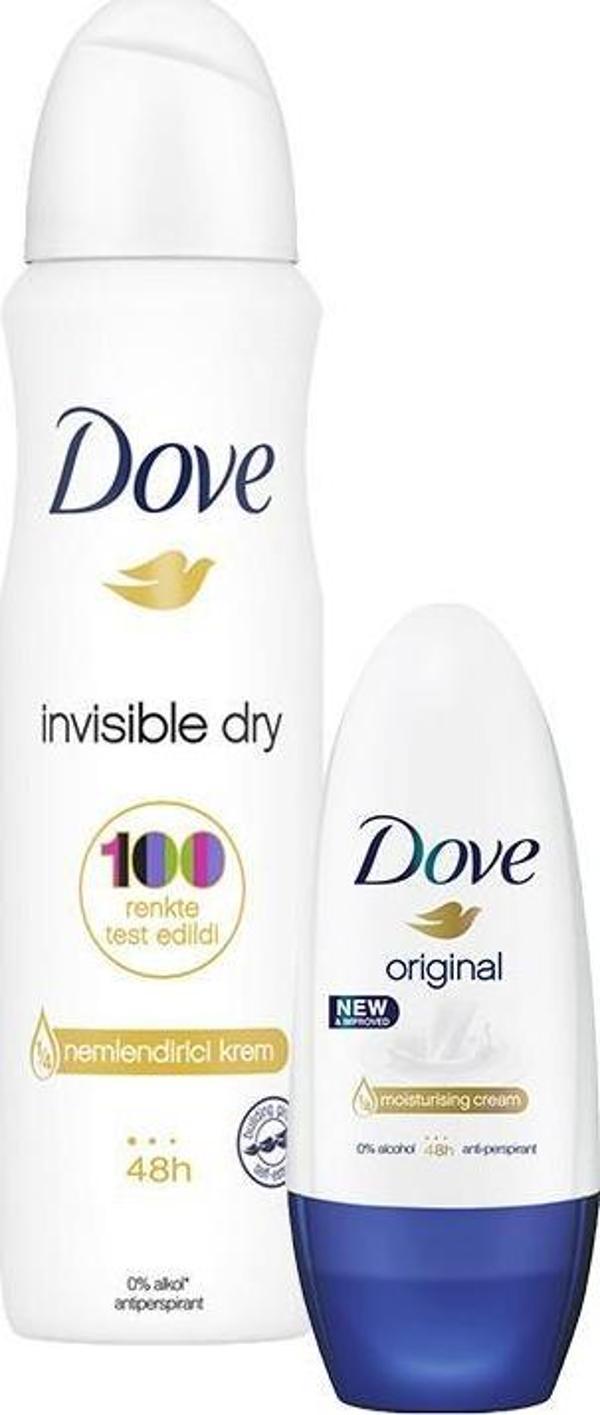 Dove Roll-On Original ve Sprey Deodorant Invisible Dry - Image 1