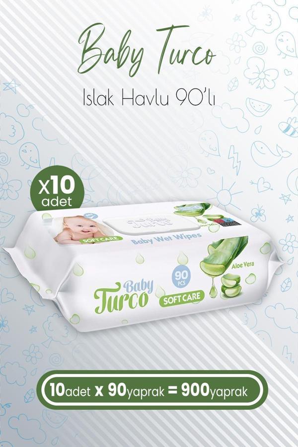 Baby Turco Soft Care Bebek Islak Havlu Aloe Vera 90' lı x 10 Adet (900 Yaprak) - Image 1