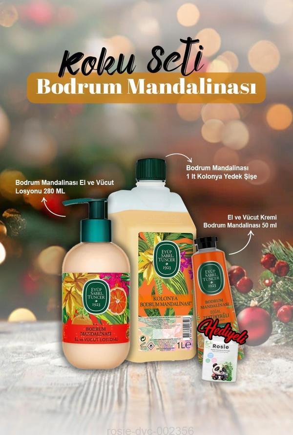 Bodrum Mandalina Krem 50 ml, Kolonya 1 lt, Losyon 280 ml ve Rosie Hediye - Image 1
