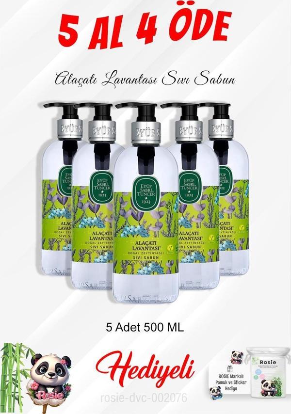  Sıvı Sabun 500 ML Alaçatı Lavantası 5 Al 4 Öde ve Rosie Pamuk - Image 1