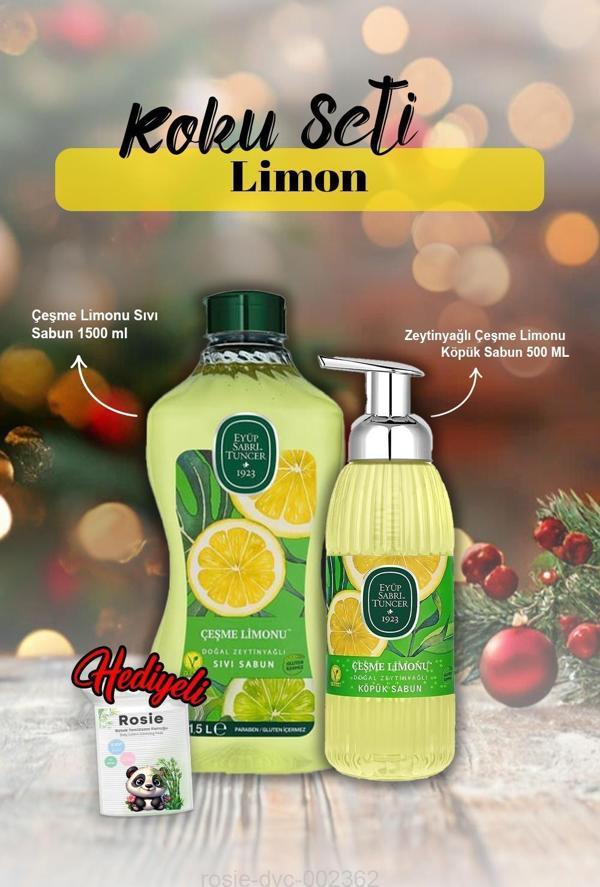 Çeşme Limonu Köpük Sabun 500 ml, Sıvı Sabun 1500 ml ve Rosie Hediye - Image 1