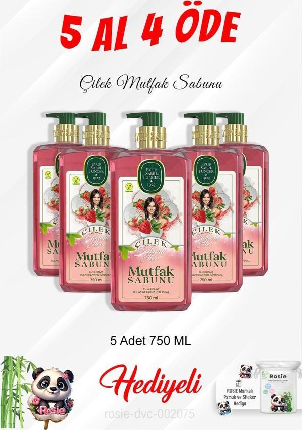 Çilek Mutfak Sabunu 750 ML 5 Al 4 Öde ve Rosie Pamuk - Image 1
