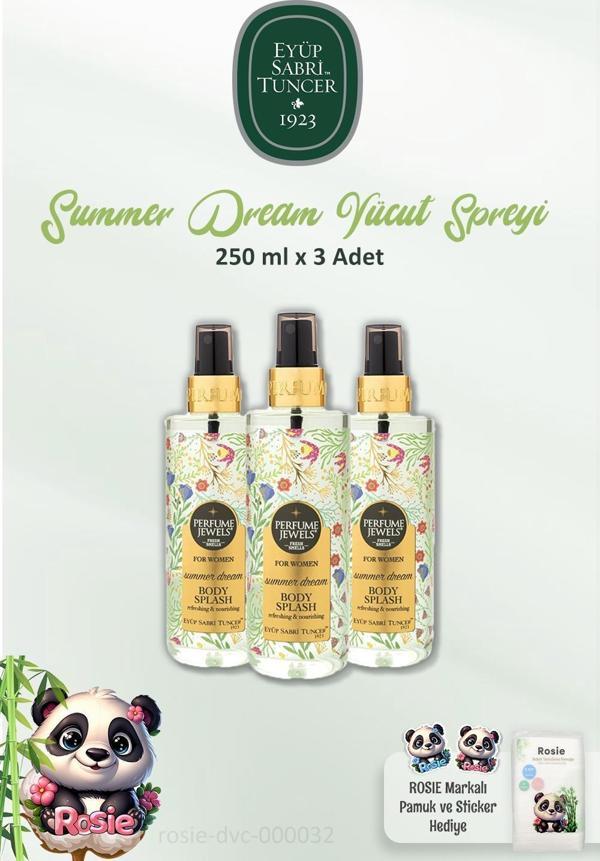 3 Adet Eyüp Sabri Tuncer Body Splash Summer Dream 250 ml ve ROSIE 60'lı Pamuk - Image 1