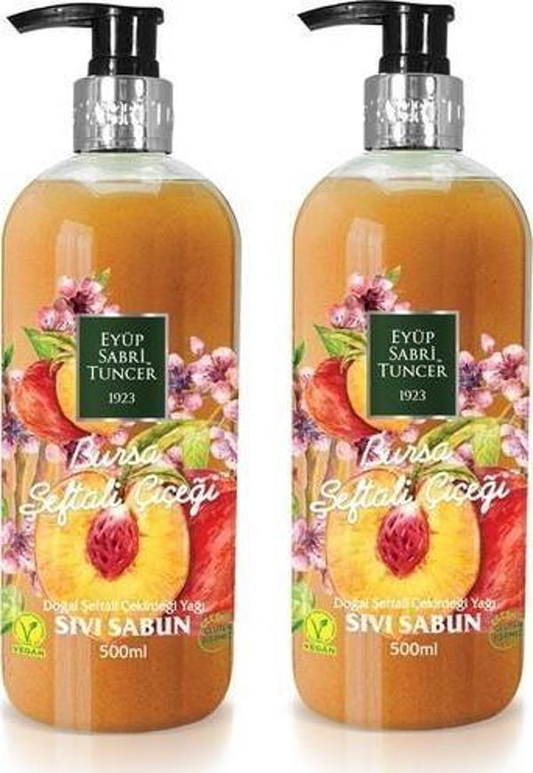 Eyüp Sabri Tuncer Bursa Şeftali Çiçeği Sıvı Sabun 500 ml x 2 - Image 1