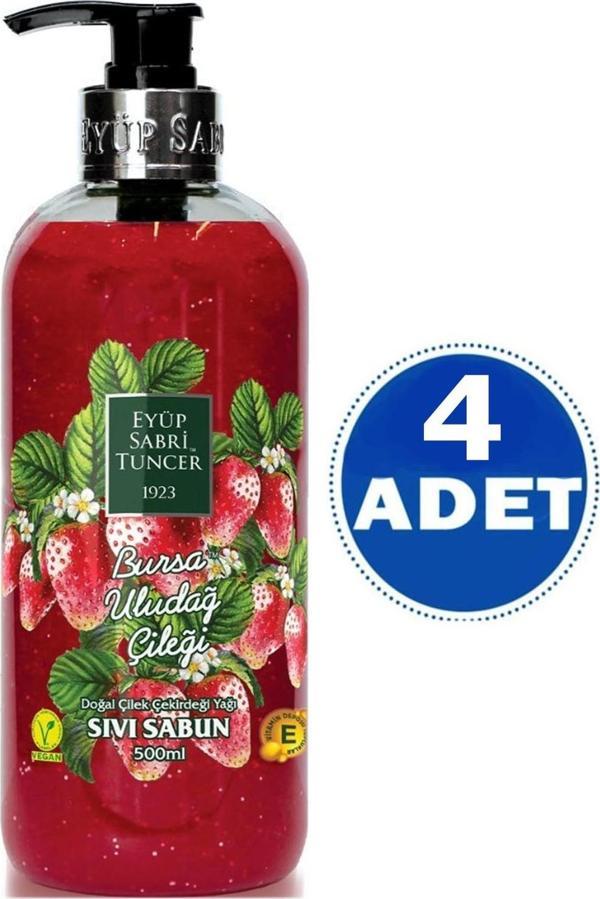 Eyüp Sabri Tuncer Bursa Uludağ Çileği Sıvı Sabun 500 ml x 4 Adet - Image 1