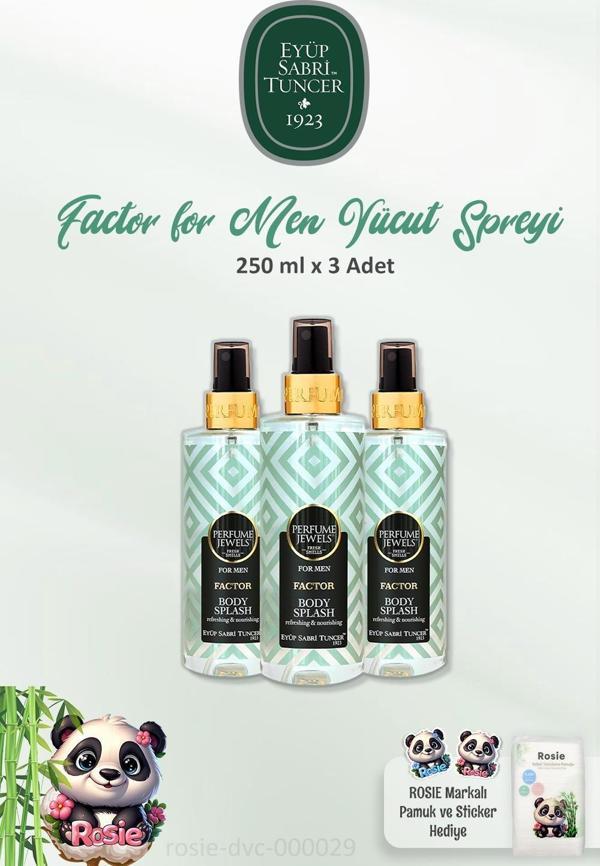 3'lü Eyüp Sabri Tuncer Body Splash Factor 250 ml ve ROSIE Pamuk 60'lı - Image 1