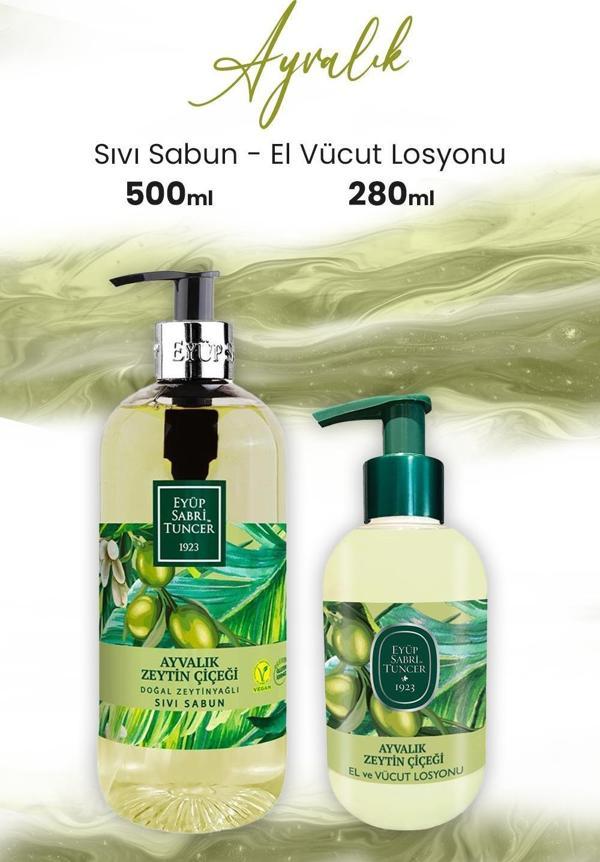 Eyüp Sabri Tuncer Ayvalık Zeytin Vücut Losyonu 280 ml ve Sıvı Sabun 500 ml - Image 1