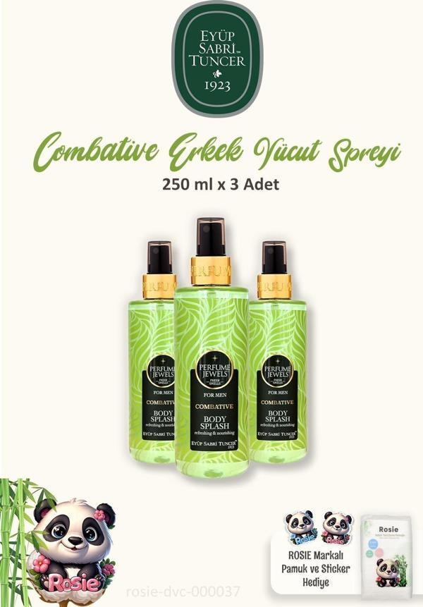 3'lü Eyüp Sabri Tuncer Pj Body Splash Combative Erkek 250 ml %100 Pamuk ROSIE 60'lı - Image 1