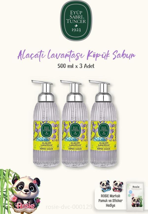 Eyüp Sabri Tunce 3'lü Alaçatı Lavantası Köpük Sabun 500 ml ve %100 Pamuk ROSIE - Image 1