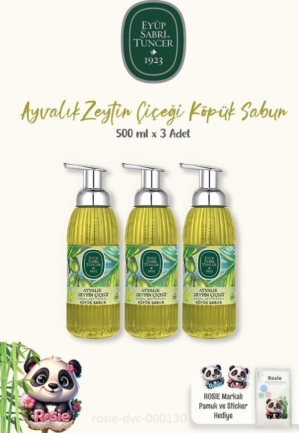 Eyüp Sabri Tuncer 3 Adet  Ayvalık Zeytin Çiçeği Köpük Sabun 500 ml ve ROSIE - Image 1