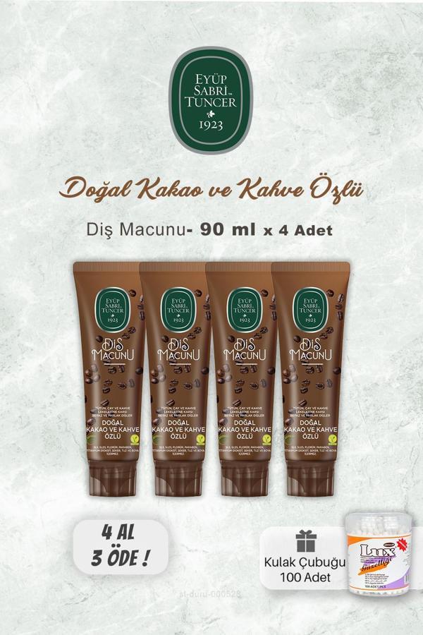 Eyüp Sabri Tuncer Diş Macunu 4 AL 3 ÖDE Kakao Özlü  90 ml ve Kulak Çubuğu - Image 1