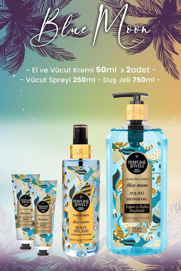 Eyüp Sabri Tuncer Blue Moon Vücut Spreyi 250 ml, Duş Jeli 750 ml ve Krem x 2 Adet - Image 1