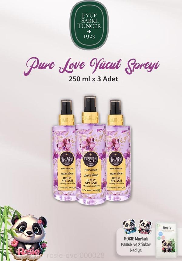 Eyüp Sabri Tuncer 3 Adet Pj Body Splash Pure Love 250 ml ve ROSIE Doğal Pamuk - Image 1