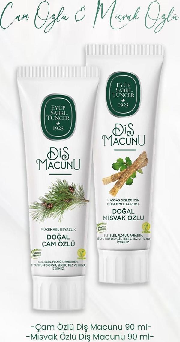 Eyüp Sabri Tuncer Diş Macunu Çam Özlü 90 ml ve Misvak Özlü 90 ml - Image 1