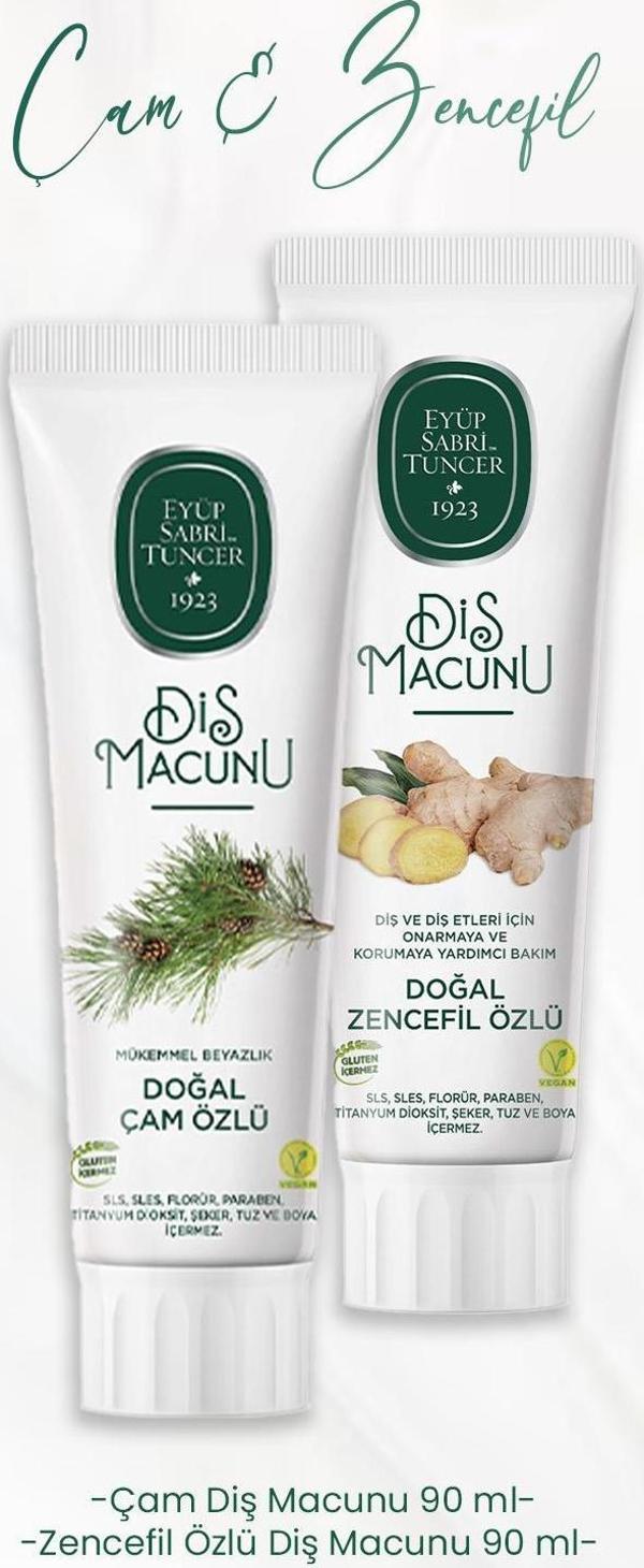 Eyüp Sabri Tuncer Diş Macunu Çam Özlü 90 ml ve Zencefil Özlü 90 ml - Image 1