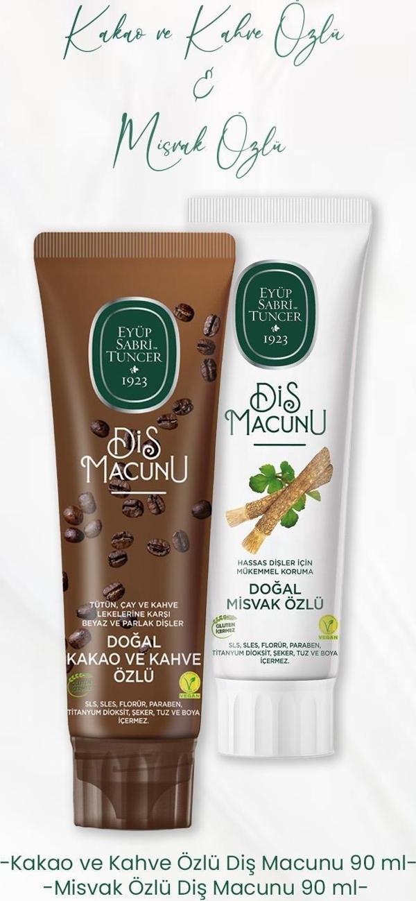 Eyüp Sabri Tuncer Diş Macunu Kakao ve Kahve Özlü 90 ml ve Misvak Özlü 90 ml - Image 1