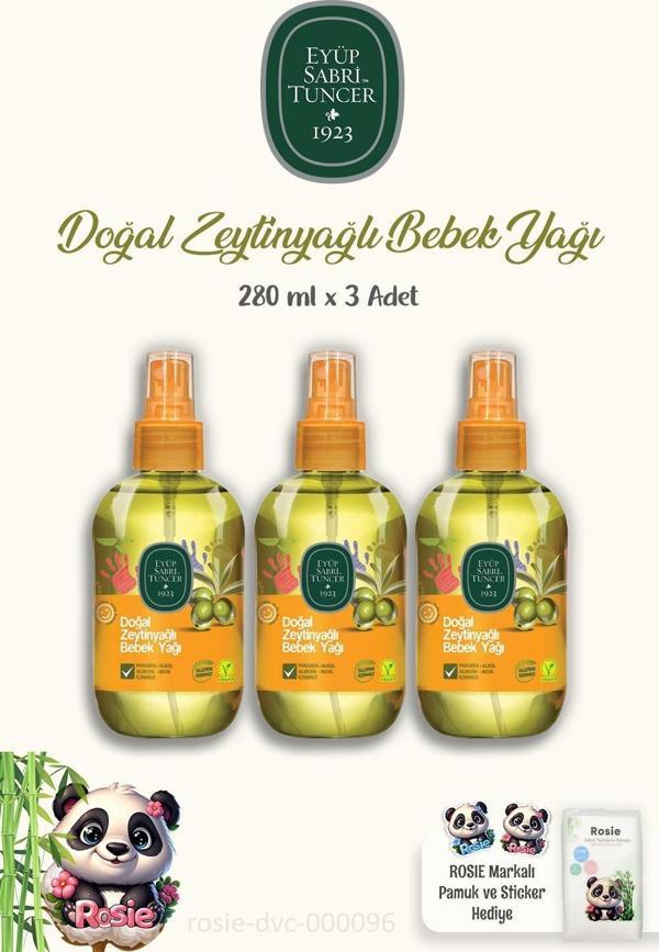 Eyüp Sabri Tuncer 3'lü Doğal Zeytinyağlı Bebek Yağı 280 ml ve 60'lı ROSIE - Image 1