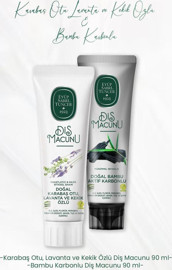 Eyüp Sabri Tuncer Diş Macunu Lavanta ve Kekik Özlü 90 ml ve Bambu Karbonlu 90 ml - Image 1
