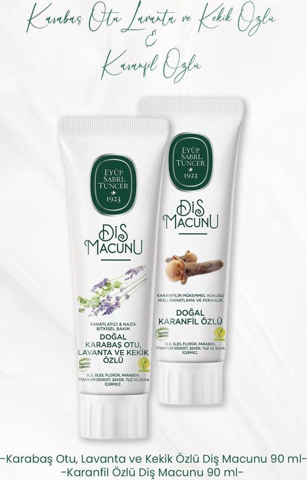 Eyüp Sabri Tuncer Diş Macunu Lavanta ve Kekik Özlü 90 ml ve Karanfil Özlü 90 ml - Image 1