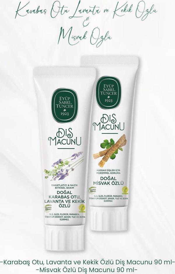 Eyüp Sabri Tuncer Diş Macunu Lavanta ve Kekik Özlü 90 ml ve Misvak Özlü 90 ml - Image 1