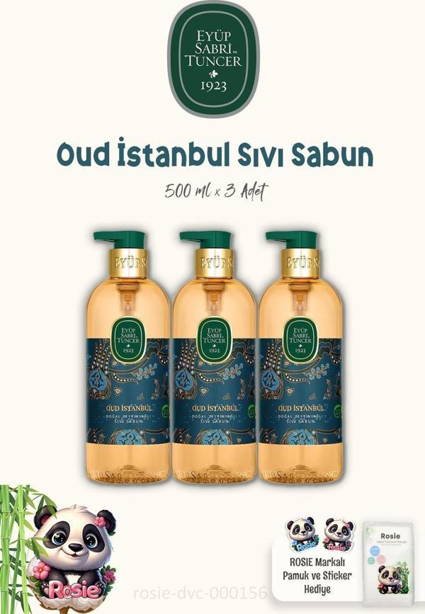 Eyüp Sabri Tuncer 3'lü Oud İstanbul  Zeytinyağlı Sıvı Sabun 500 ml ve ROSIE Pamuk - Image 1