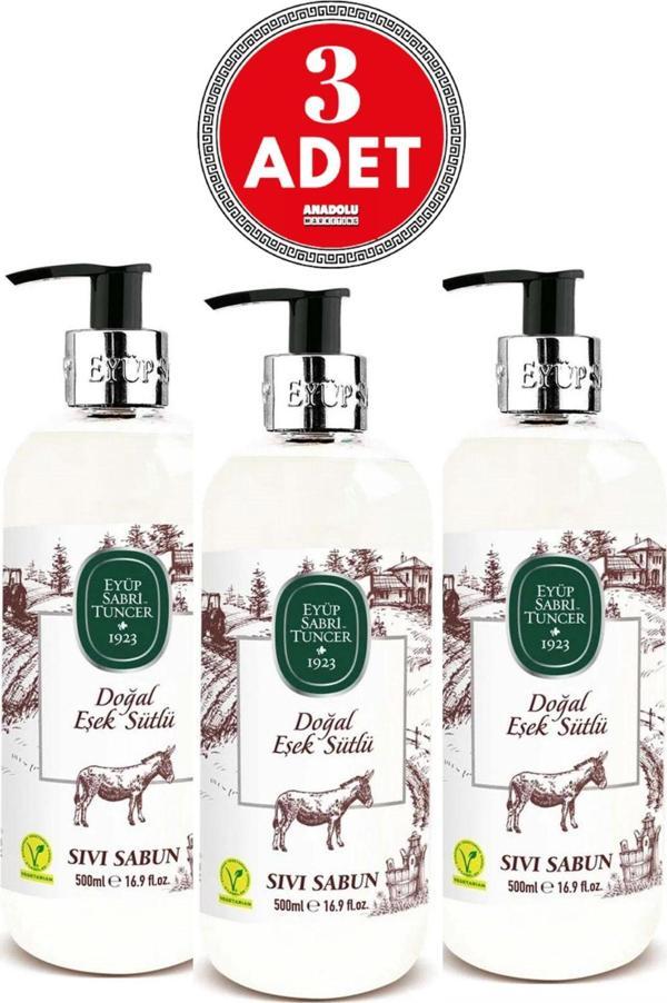 Eyüp Sabri Tuncer Doğal Eşek Sütlü Sıvı Sabun 500 ml x 3 Adet - Image 1