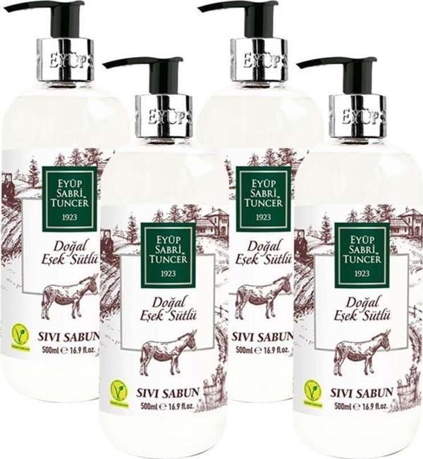 Eyüp Sabri Tuncer Doğal Eşek Sütlü Sıvı Sabun 500 ml x 4 - Image 1