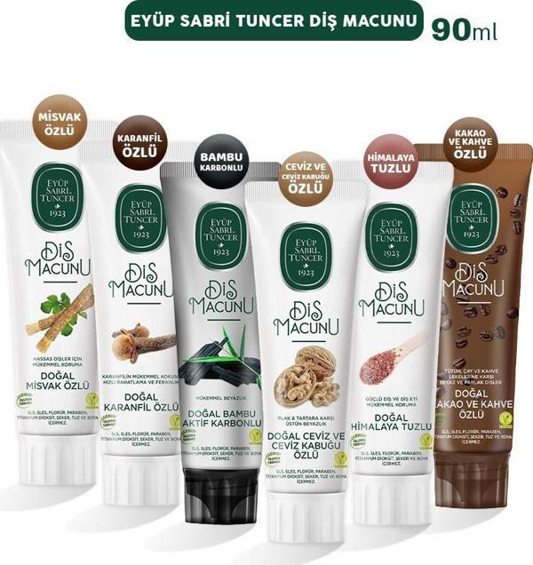 Eyüp Sabri Tuncer Diş Macunu Misvak, Karanfil, Karbonlu, Ceviz, Himalaya ve Kakao - Image 1