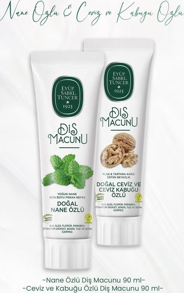 Eyüp Sabri Tuncer Diş Macunu Nane Özlü 90 ml ve Ceviz ve Kabuğu Özlü 90 ml - Image 1