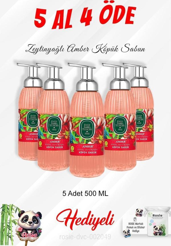 Amber Zeytinyağlı Köpük Sabun 500 ML 5 Al 4 Öde ve Rosie Pamuk - Image 1