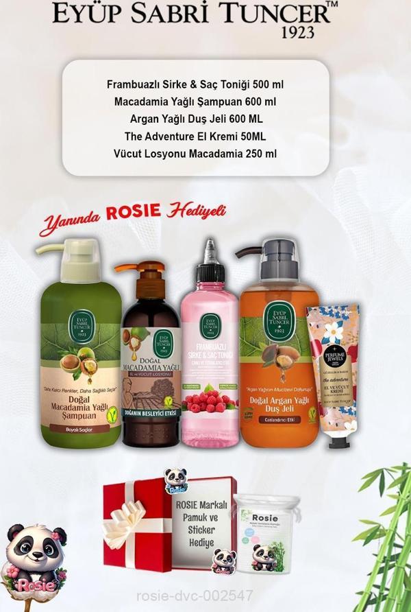 Argan Duş Jeli, Macadamia Şampuan ve Losyon, Frambuazlı Tonik, The Adventure Krem ve Rosie - Image 1